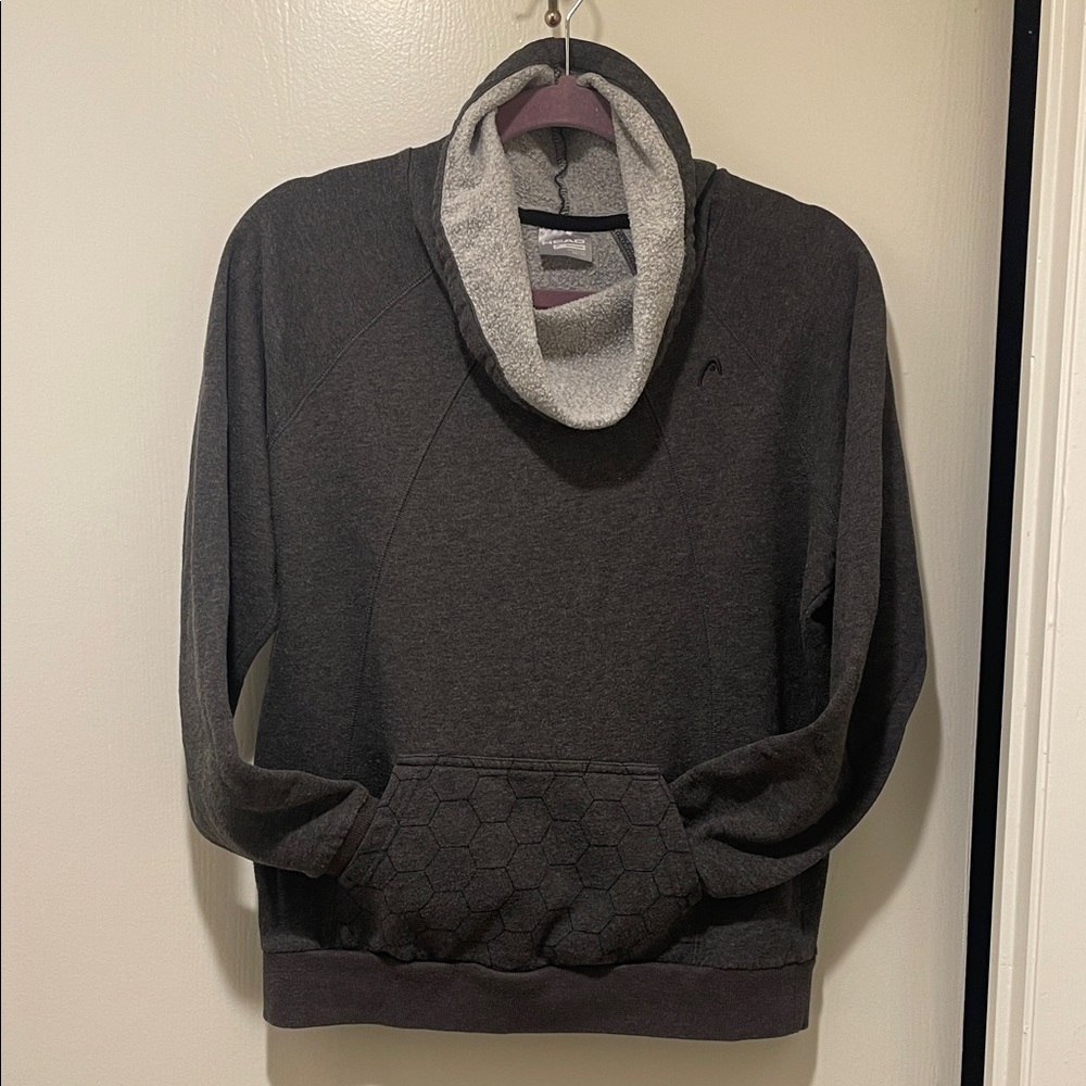 Head Women's Gray Fleece Cowl Neck Sweatshirt with Thumb Holes
